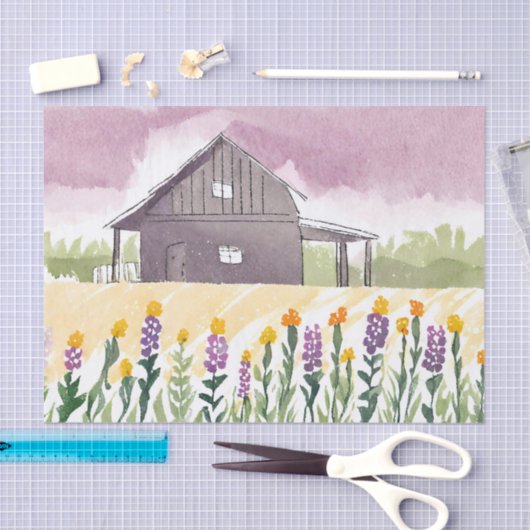 Texas Farming Wildflower Decoupage Handgetekend Tissuepapier (Craft)