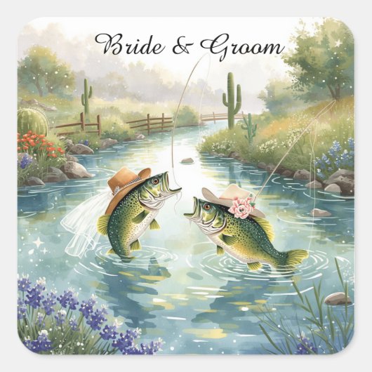 Texas Fishing Wedding  Vierkante Sticker (Voorkant)