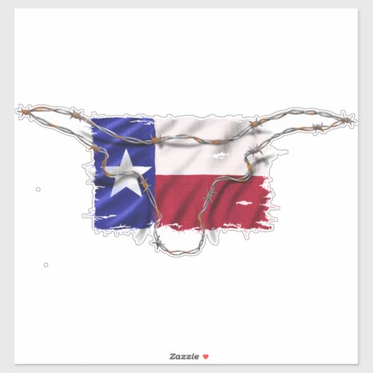Texas Flag Barbed Wire Long Horn Bull Sticker (Vel)