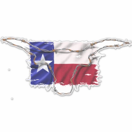 Texas Flag Barbed Wire Long Horn Bull Sticker (Voorkant)