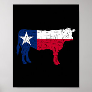 Texas Flag Bbq Beef Slager Snij Rbecue - Texaanse  Poster