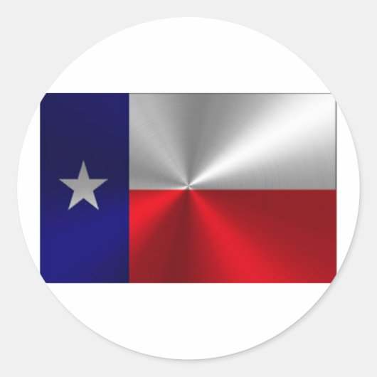 Texas Flag Brushed Metal Ronde Sticker (Voorkant)