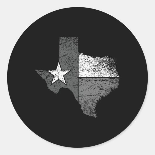 Texas Flag BW Kaart van de staat Texas Ronde Sticker (Voorkant)