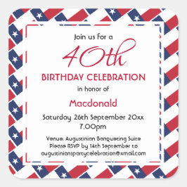 TEXAS FLAG Custom Birthday Celebran Texan Vierkante Sticker