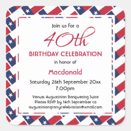 TEXAS FLAG Custom Birthday Celebran Texan Vierkante Sticker
