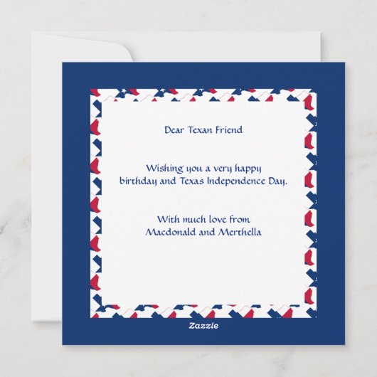 TEXAS FLAG Custom Birthday Greep Feestdagenkaart (Achterkant)