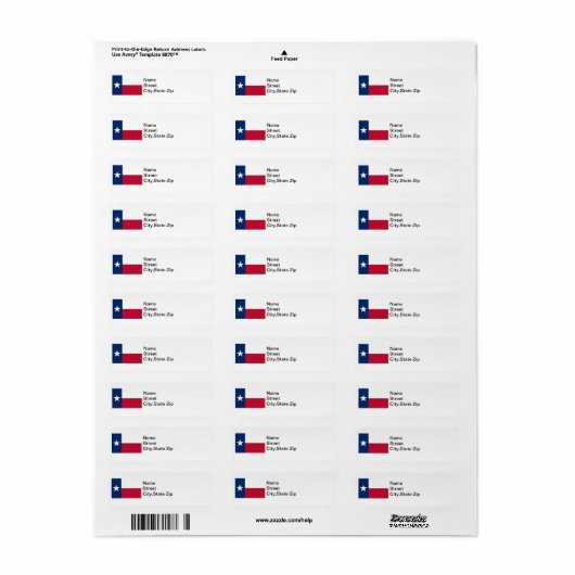Texas Flag Etiket (Full Sheet)