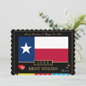 Texas Flag & Happy New Year /Best Wish USA Feestdagenkaart (Staand voorkant)