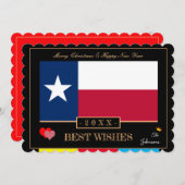 Texas Flag & Happy New Year /Best Wish USA Feestdagenkaart (Voorkant / Achterkant)