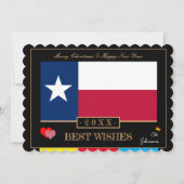 Texas Flag & Happy New Year /Best Wish USA Feestdagenkaart (Voorkant)