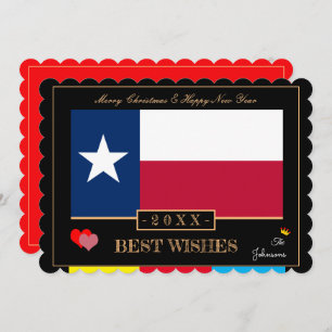 Texas Flag & Happy New Year /Best Wish USA Feestdagenkaart