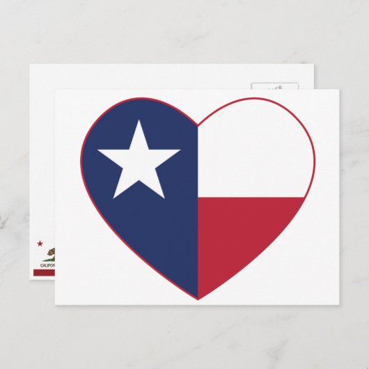 Texas Flag Heart Briefkaart (Voorkant / Achterkant)