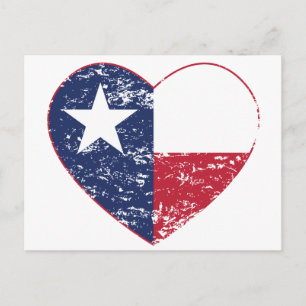 Texas Flag Heart Distress Briefkaart