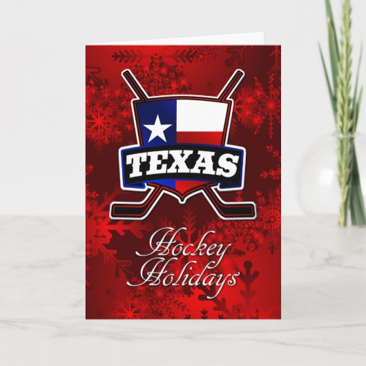 Texas Flag Hockey-kerstKaart Feestdagen Kaart (Voorkant)