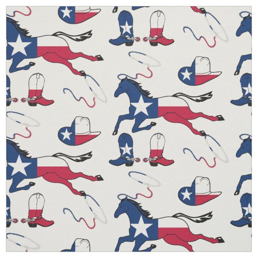 Texas Flag Horses Petten and Boots Stof (Swatch)