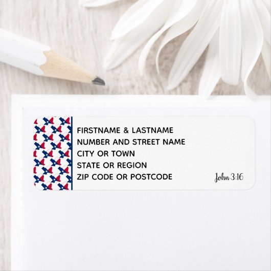 TEXAS FLAG John 3:16 Sticker Return Address Label (Insitu)