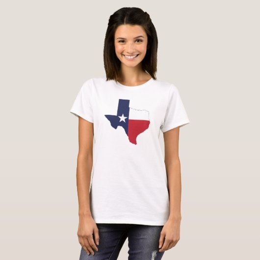 Texas Flag Kaart Dames Wit T-shirt (Voorkant volledig)