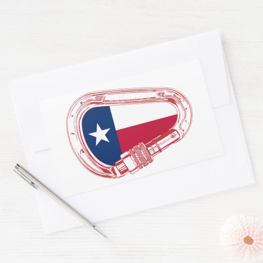 Texas Flag Klim Carabiner Rechthoekige Sticker (Envelop)