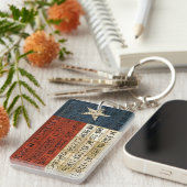 Texas Flag Lone Star State License Bord Art Chain Sleutelhanger (Voorkant Rechts)