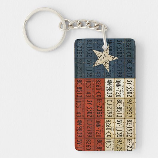 Texas Flag Lone Star State License Bord Art Chain Sleutelhanger (Voorkant)
