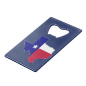 Texas Flag Map Creditkaart Flessenopener (Voorkant Gekanteld)