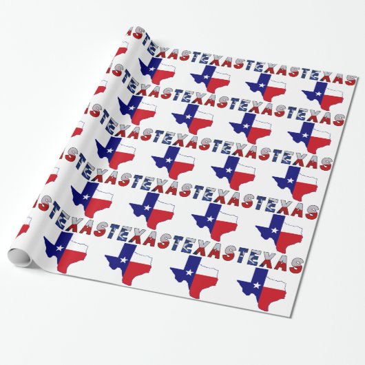 Texas Flag Map met Texas Cadeaupapier (Uitgerold)