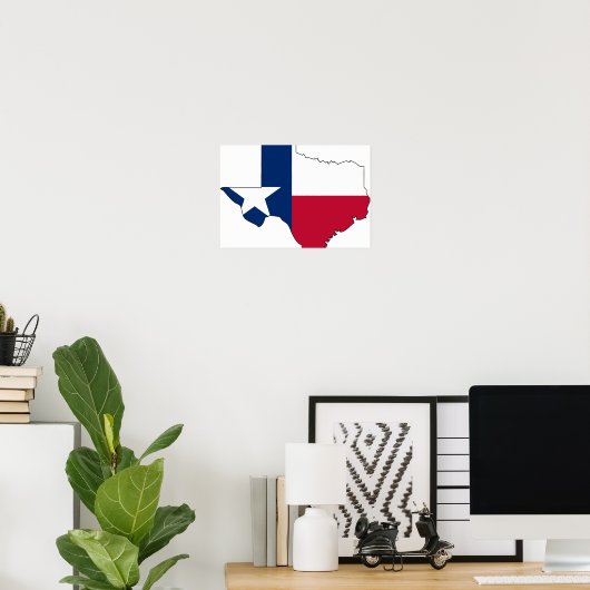 Texas Flag Map Poster (Thuiskantoor)