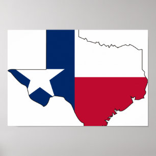 Texas Flag Map Poster
