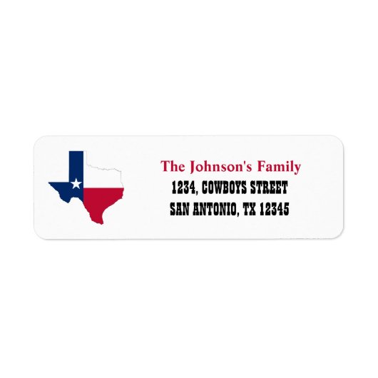 Texas Flag map Return Address Labels (Voorkant)