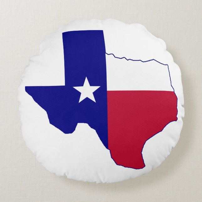 Texas Flag Map Rond Kussen (Voorkant)