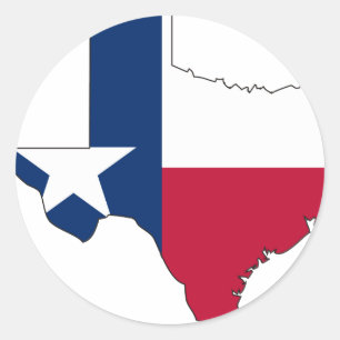 Texas Flag Map Ronde Sticker