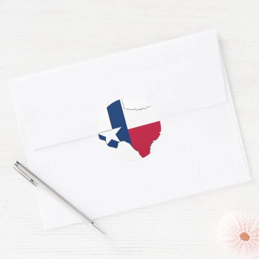 Texas Flag Map Ronde Sticker (Envelop)