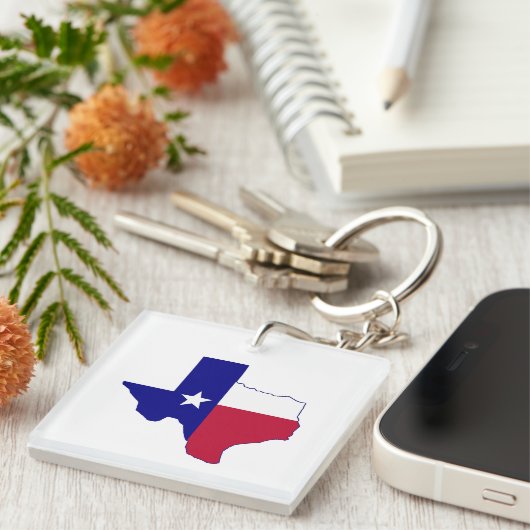 Texas Flag Map Sleutelhanger (Voorkant Rechts)