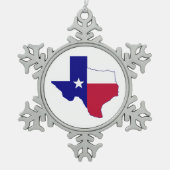 Texas Flag Map Tin Sneeuwvlok Ornament (Voorkant)