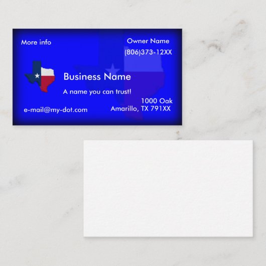 Texas Flag-Map Visitekaartjes (Voorkant / Achterkant)