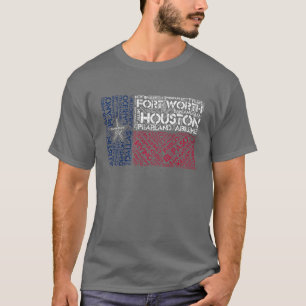 Texas Flag met City Names Word Art T-shirt