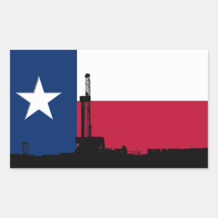 Texas Flag Oil Drilling Rechthoekige Sticker