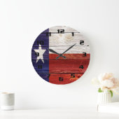 Texas Flag op Rustic wood texture Grote Klok (Huis)