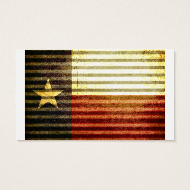 Texas Flag Oude Tin Dak Gear Visitekaartje (Achterkant)
