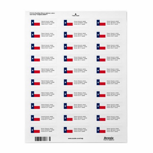 TEXAS Flag Pattern Etiket (Full Sheet)
