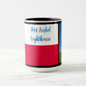 Texas Flag & Port Isabel Lighthouse op zwart Mok (Midden)