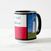 Texas Flag & Port Isabel Lighthouse op zwart Mok (Voorkant rechts)