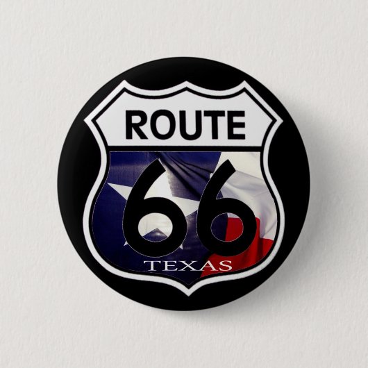 Texas Flag Route 66 Shield Ronde Button 5,7 Cm (Voorkant)