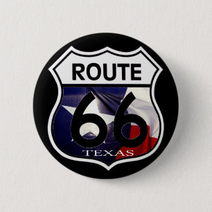 Texas Flag Route 66 Shield Ronde Button 5,7 Cm