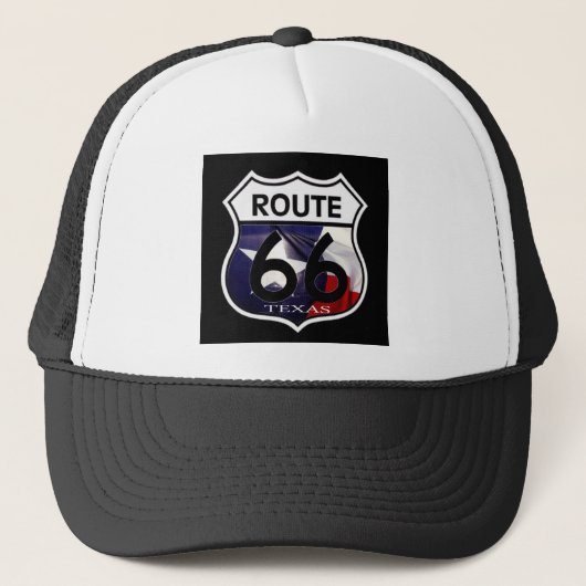 Texas Flag Route 66 Shield Trucker Pet (Voorkant)