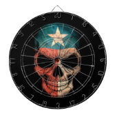 Texas Flag Skull op Black Dartbord (Voorkant)
