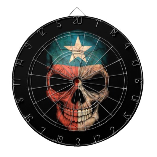 Texas Flag Skull op Black Dartbord (Voorkant)