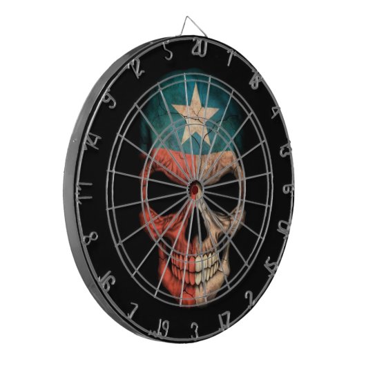 Texas Flag Skull op Black Dartbord (Voorkant Links)