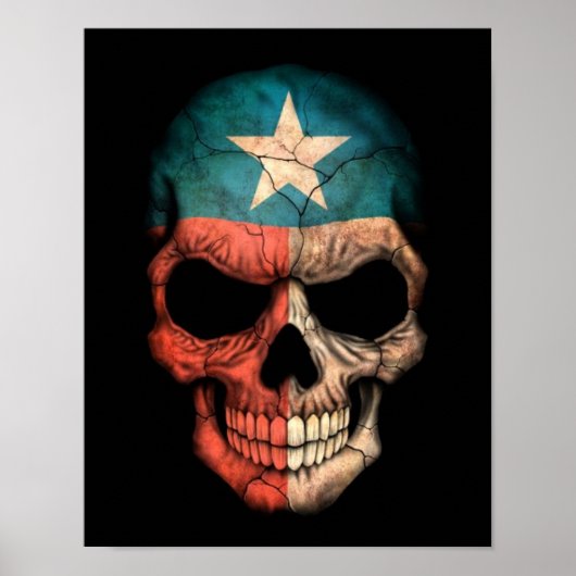 Texas Flag Skull op Black Poster (Voorkant)