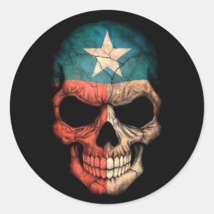 Texas Flag Skull op Black Ronde Sticker